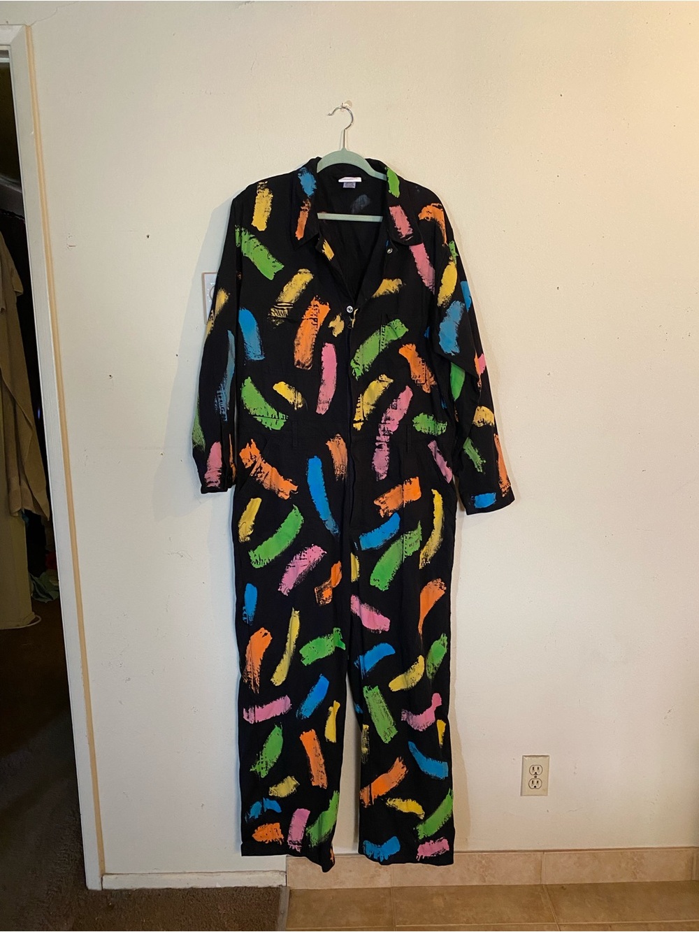 Big Bud Press Black Jumpsuit with Multicolor Brushstroke Print